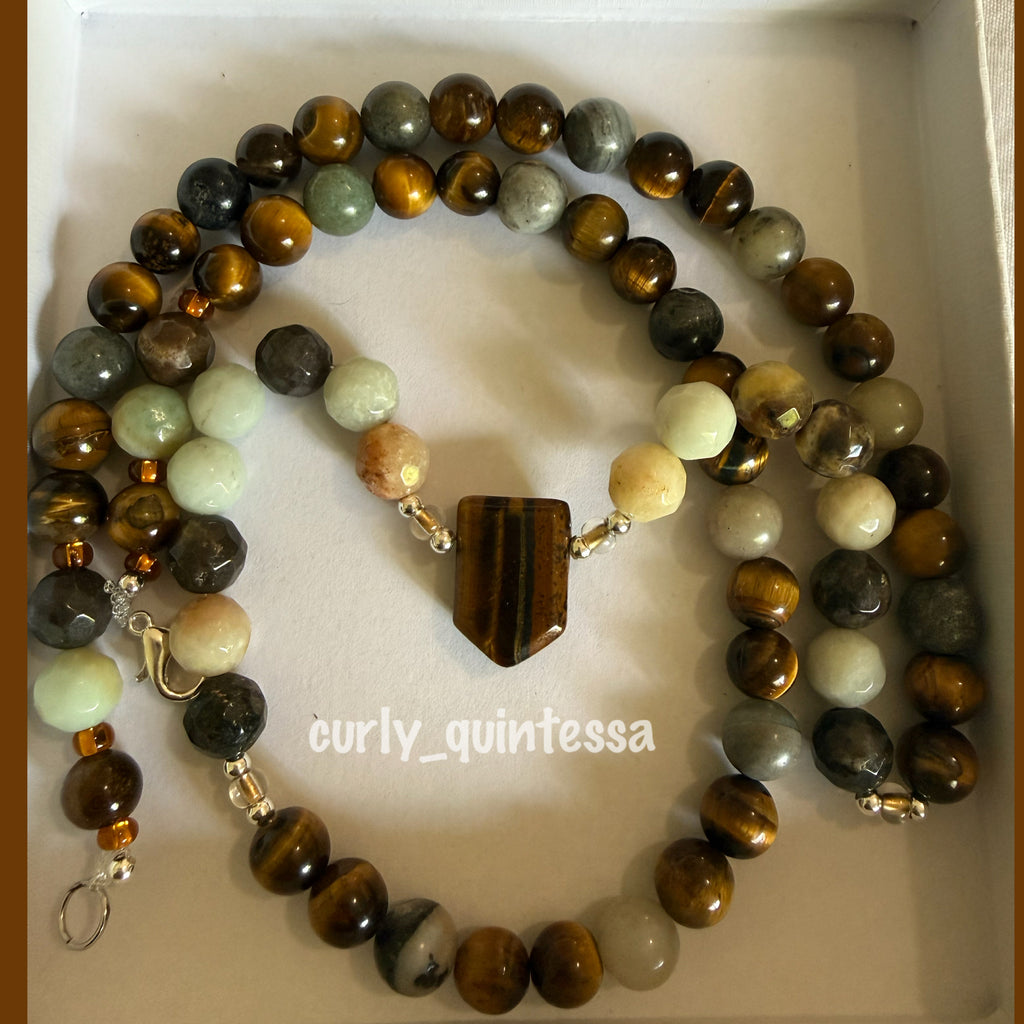 Amazonite and Tigers Eye Necklace